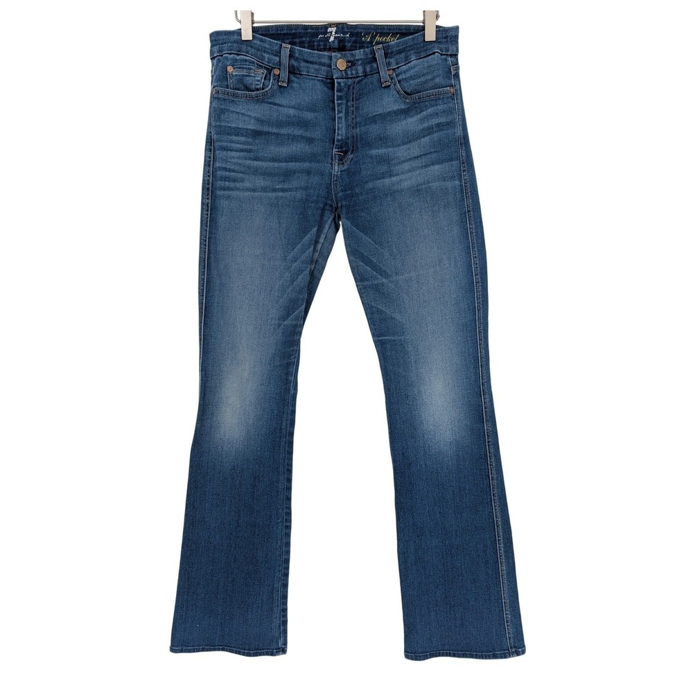 7 For All Mankind A Pocket Flare Jeans Womens 31 Blue Mid Rise Medium Wash Y2K